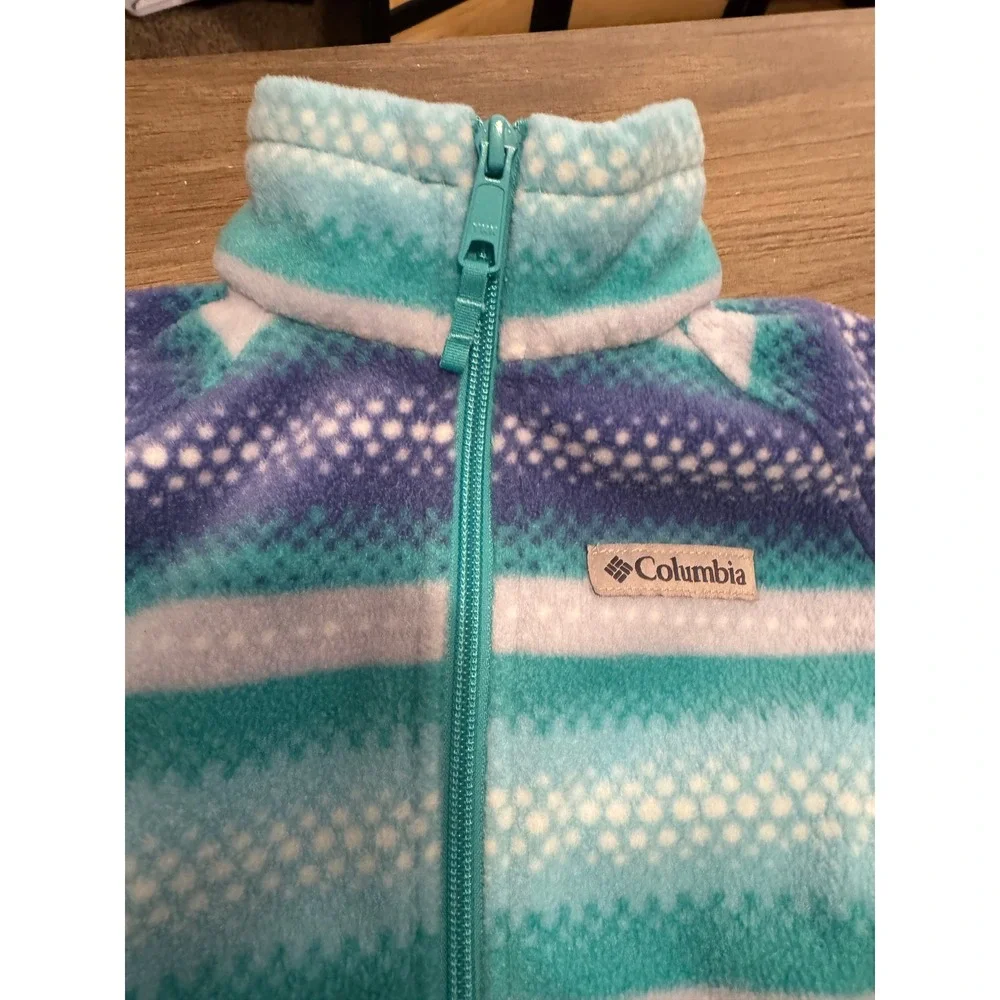 Columbia Kids Blue Purple Striped Full Zip Fleece Jacket XXS 4/5 XG6004